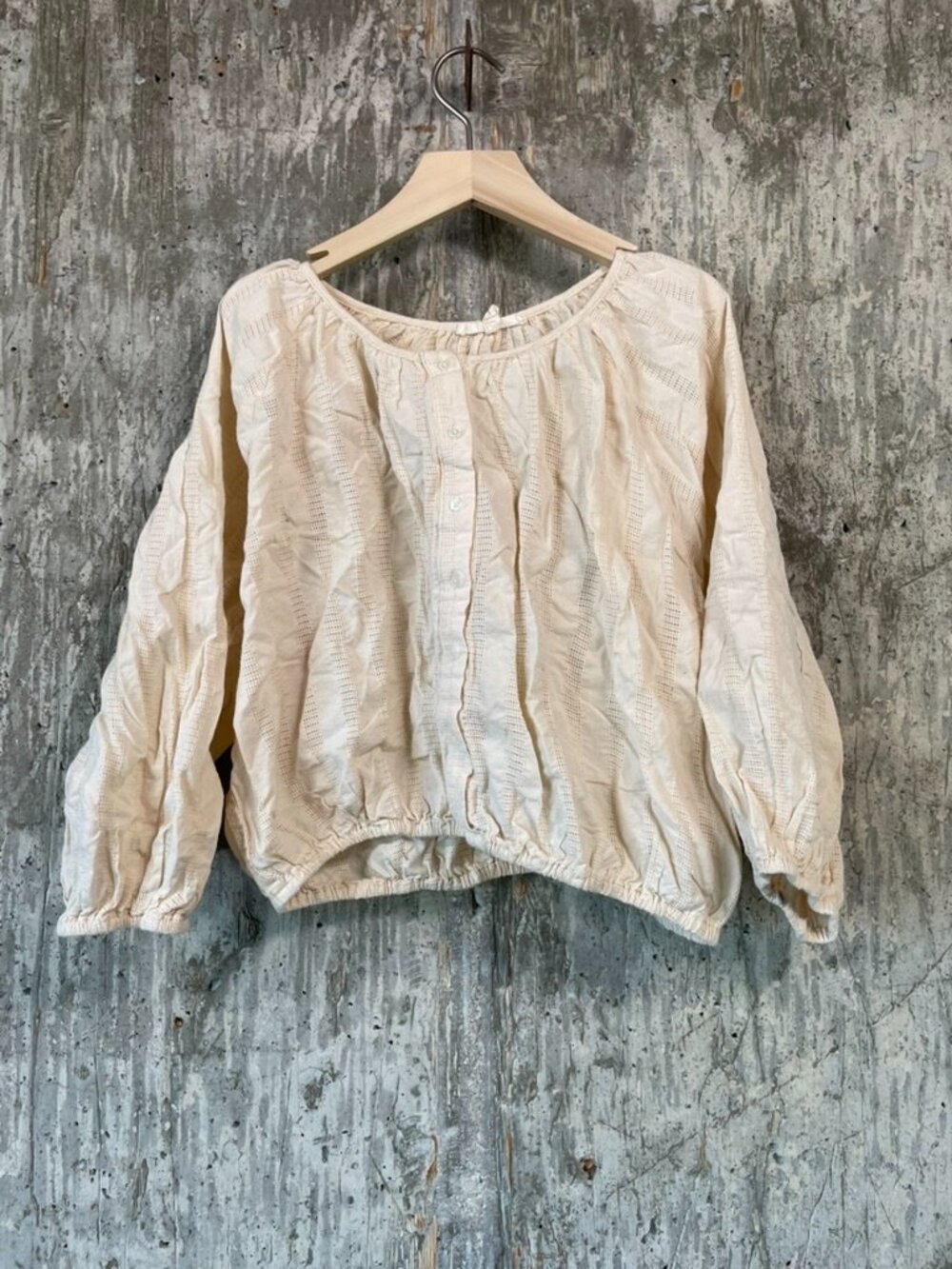 GRADE & GATHER Women's Blouson Blouse Size M in Greige